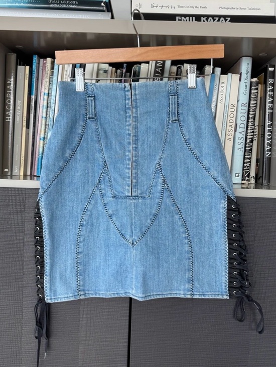 Dolce & Gabbana Dresses & Skirts - Dolce & Gabbana Light Blue Denim Lace-Up Mini Skirt